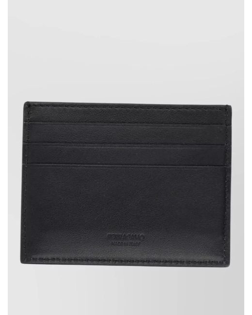 Ferragamo Black Logo Card Holder Textured Finish Design for men