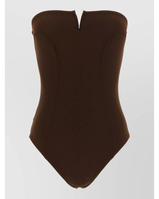 Eres Brown Strapless V-Neck Swimsuit