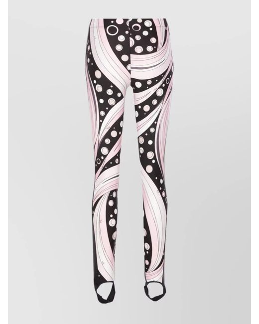 Emilio Pucci White Fontane Print Elasticized Stirrup Leggings