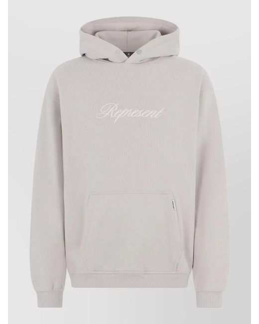 Represent White Hooded Logo Sweatshirt Everyday Style for men
