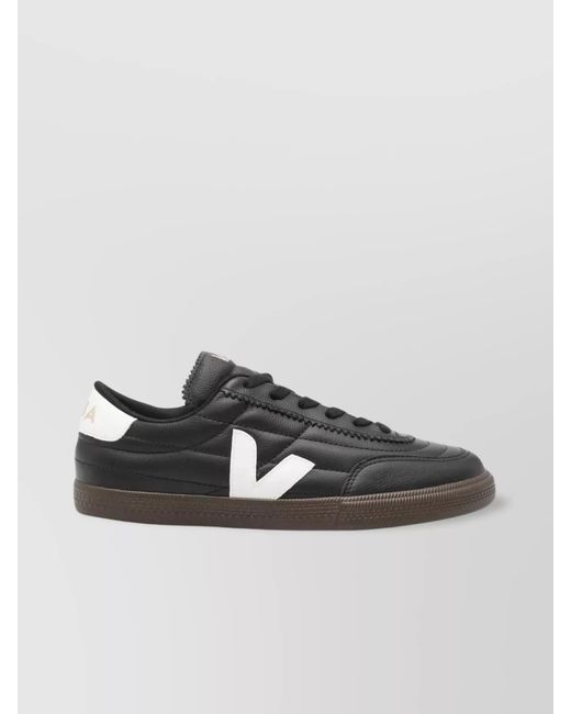 Veja Black Low-Top Rubber Sole Sneakers With Contrast Tab for men