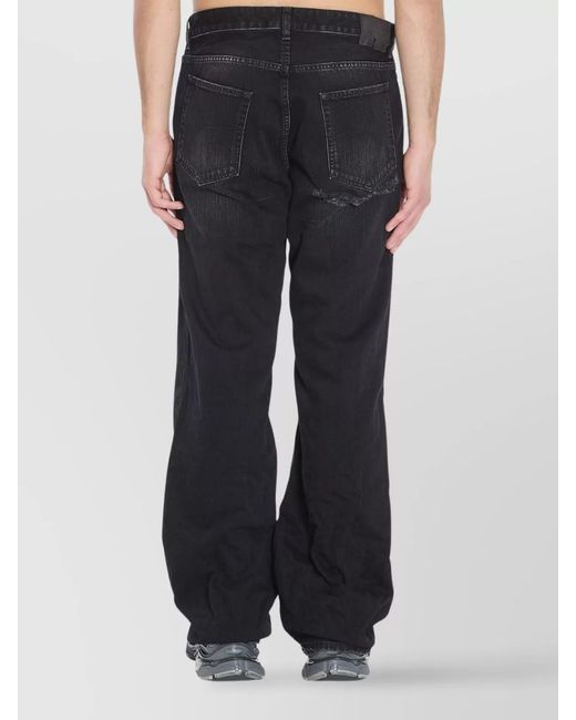 Balenciaga Black Cotton Distressed Relaxed-Fit Mid-Rise Jeans for men