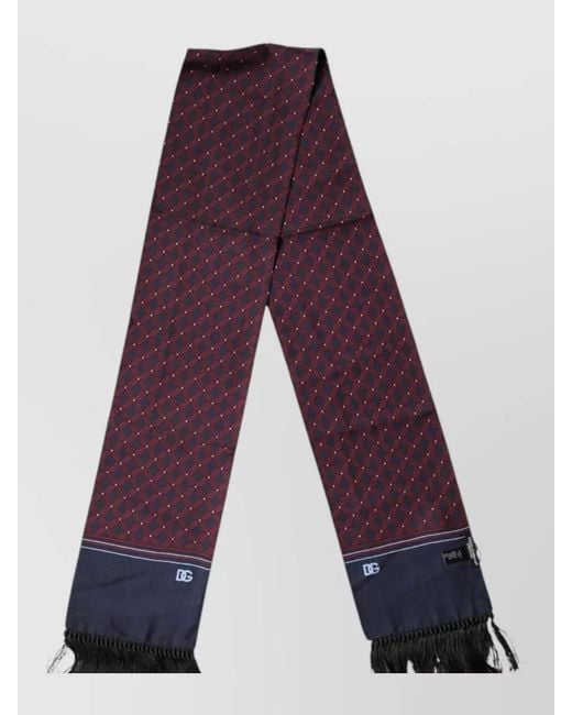Dolce & Gabbana Purple Patterned Fringed Wrap Foulard Long Scarf for men