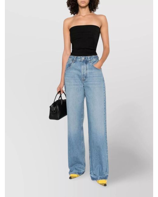 Jacquemus Blue Denim High-Rise Wide-Leg Jeans