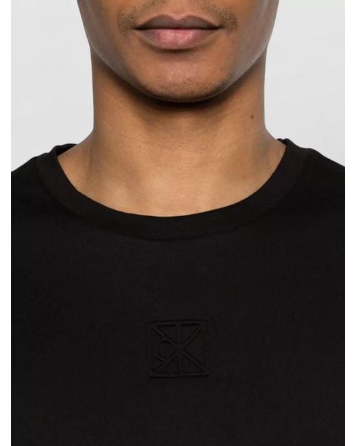 Calvin Klein Black Supima Logo Crewneck T Shirt for men