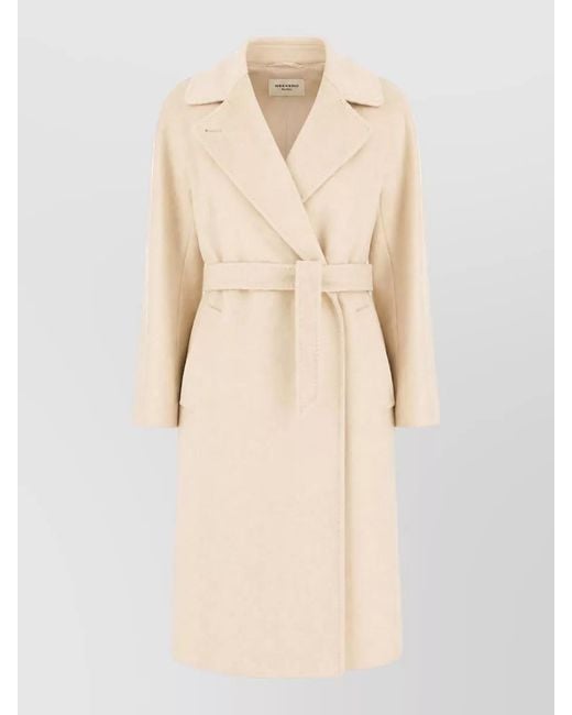 Weekend by Maxmara Natural Wool Coat Belted Waist Long Length
