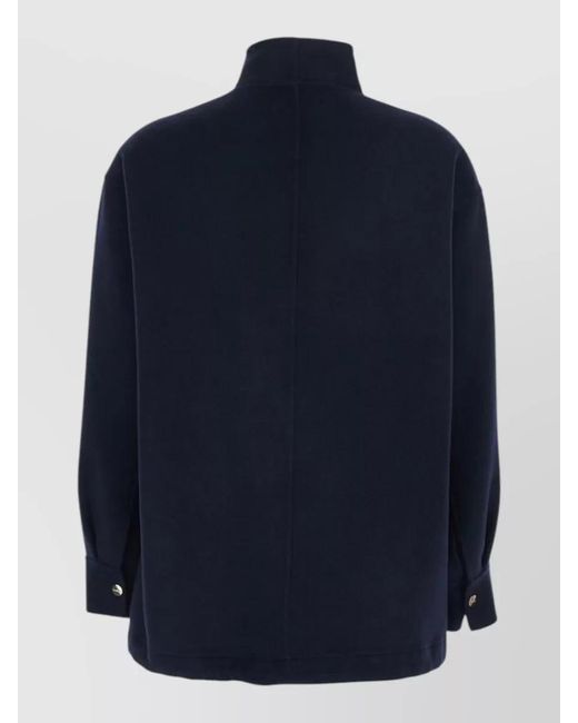 Max Mara Blue High Collar Jacket Long Sleeve Design