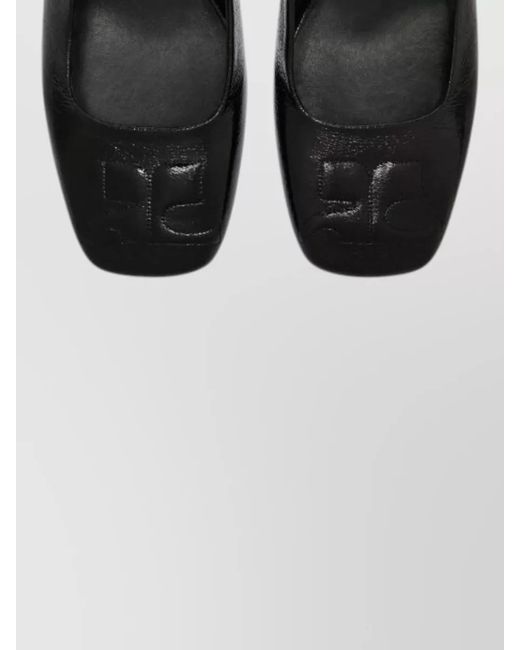 Courreges Black Heritage Slingback Pumps Block Heel Square Toe