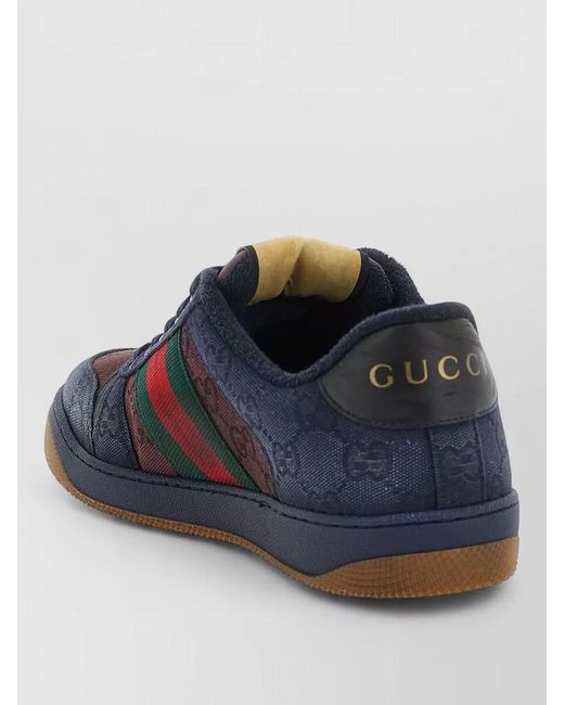 Gucci Blue Screener Sneakers Web Ribbon Gg Fabric for men