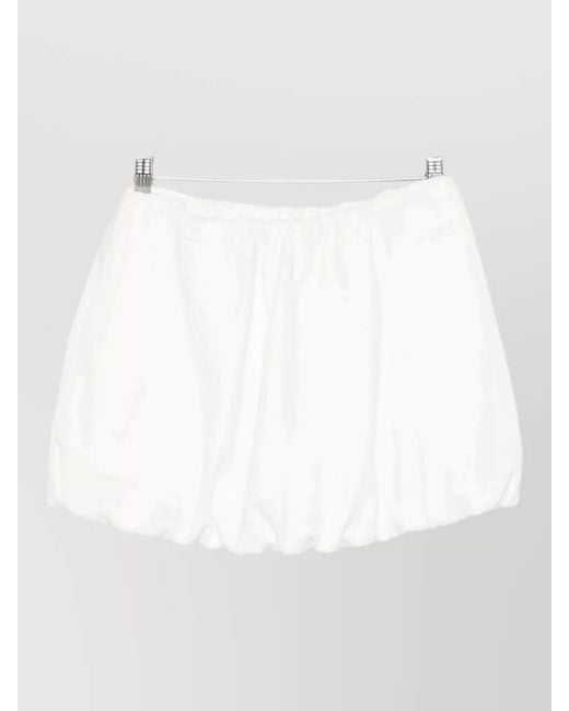 DUNST White Cotton Mini Skirt Bubble Hem Pockets