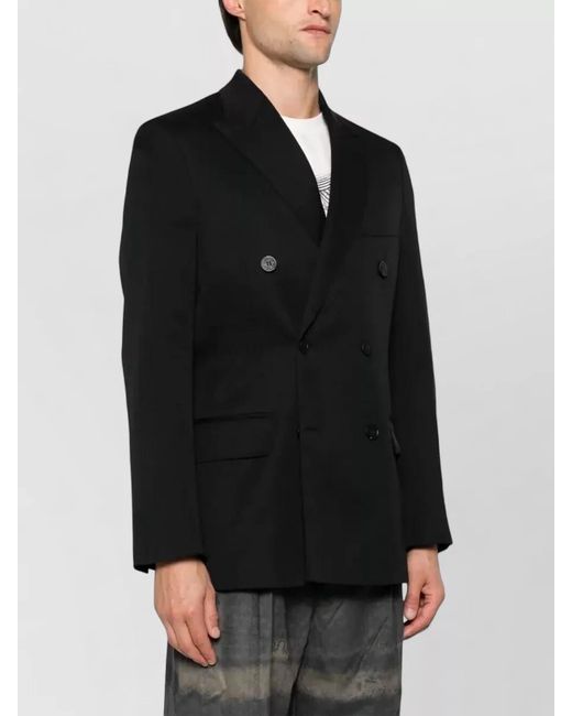 Golden Goose Deluxe Brand Blue Virgin Wool Double Breasted Coat for men