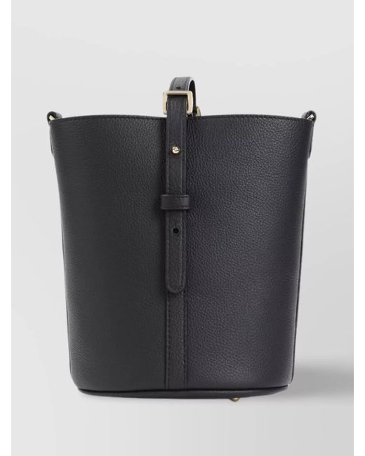 Patou Black Grained Leather Bucket Bag