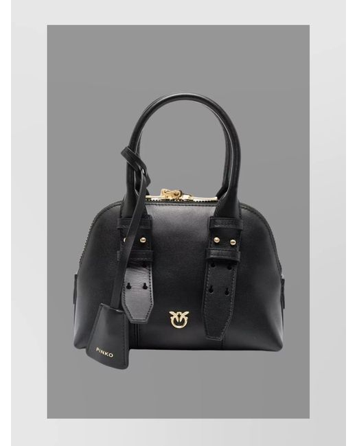 Pinko Gray Mini Escape Leather Shoulder Bag