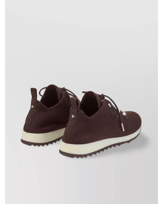 Jimmy Choo Brown Cashmere Knit Low-Top Sneakers