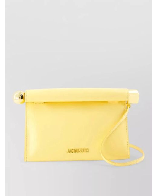 Jacquemus Yellow Le Rond Carré Leather Mini Bag