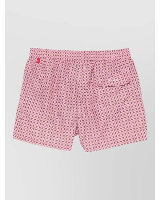 Kiton Pink Geometric Print Swim Shorts for men