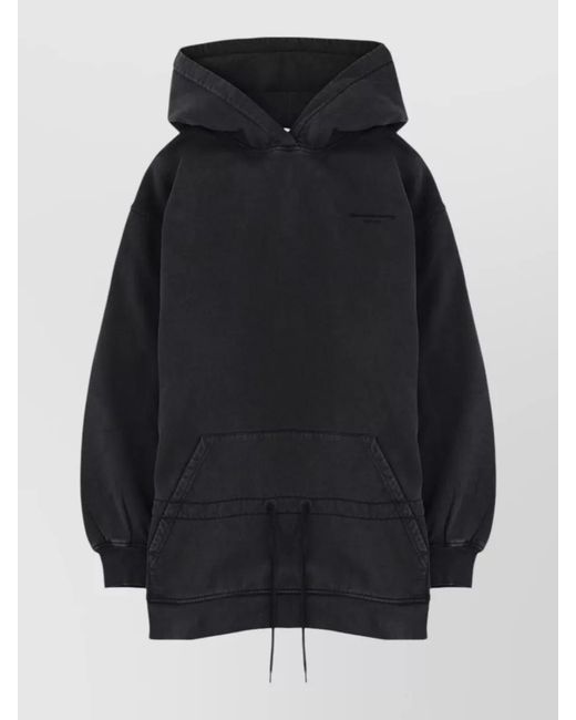 Alexander Wang Black Longline Hooded Top Dress Front Pocket