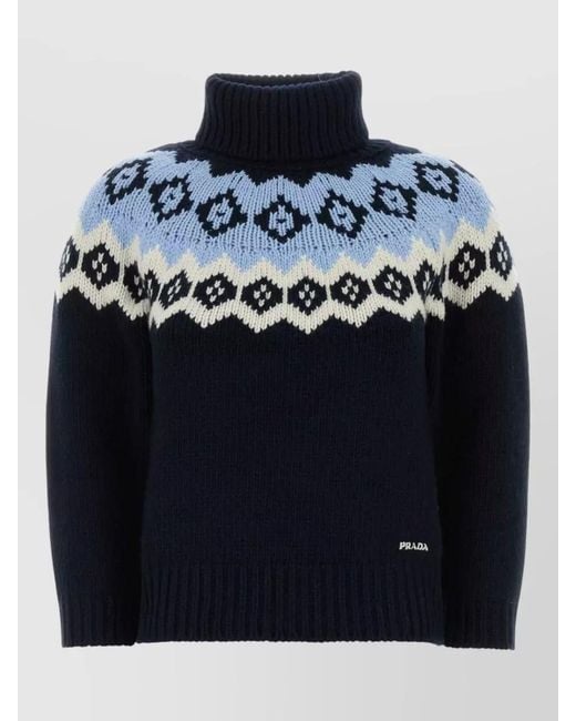 Prada Blue Cashmere Virgin Wool Jumper