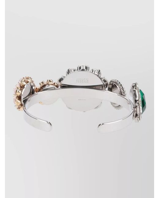 MM6 by Maison Margiela Metallic Open Cuff Bracelet Mixed Metals Gemstones