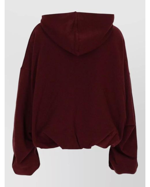 Dries Van Noten Red Hooded Cropped Jacket Relaxed Fit Pockets