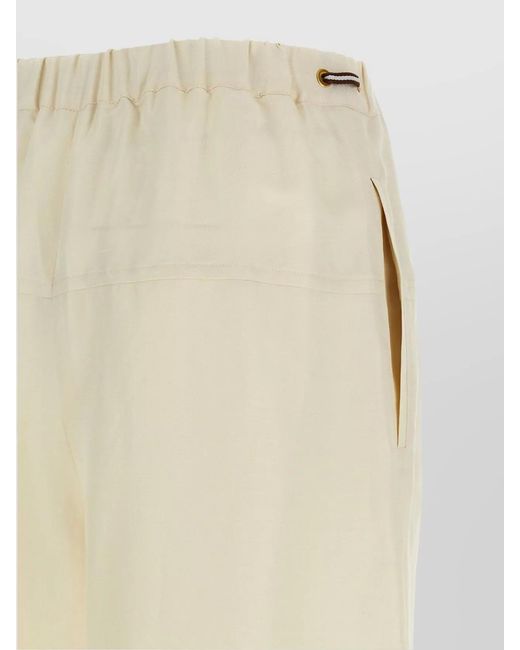 Max Mara White Silk Linen Wide-Leg Trousers
