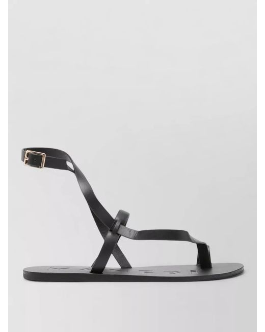 Manebí Metallic Leather Sandals Ankle Strap Flat Sole