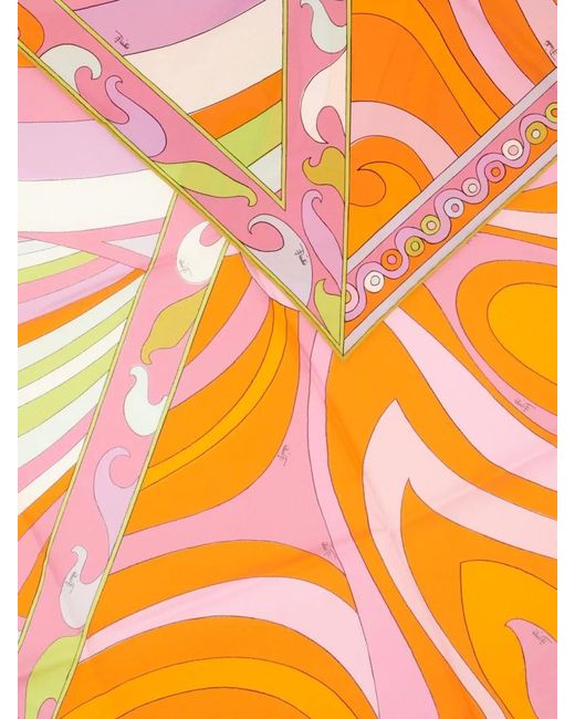 Emilio Pucci Pink Silk Foulard Scarf Lightweight Square Design