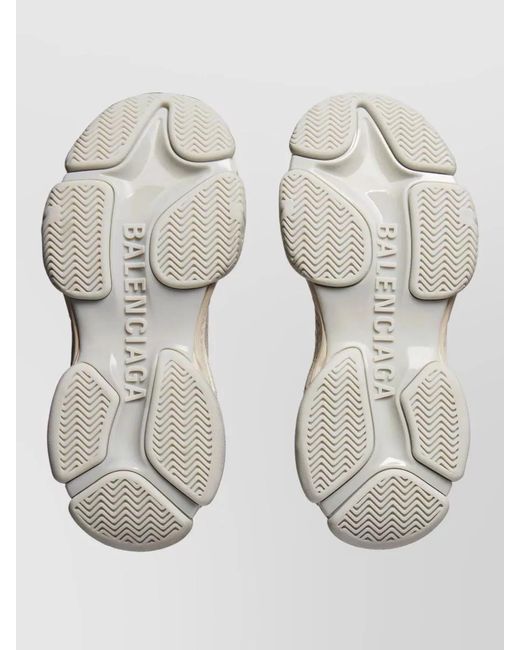 Balenciaga Natural Triple S Mesh Sneakers Chunky Sole