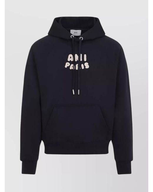 AMI Blue Boxy Hoodie With Kangaroo Pockets for men