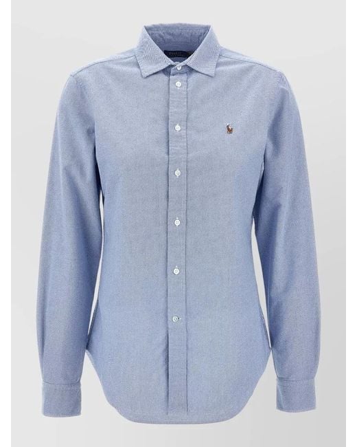 Polo Ralph Lauren Blue Long Sleeve Shirt Collared Neck Top
