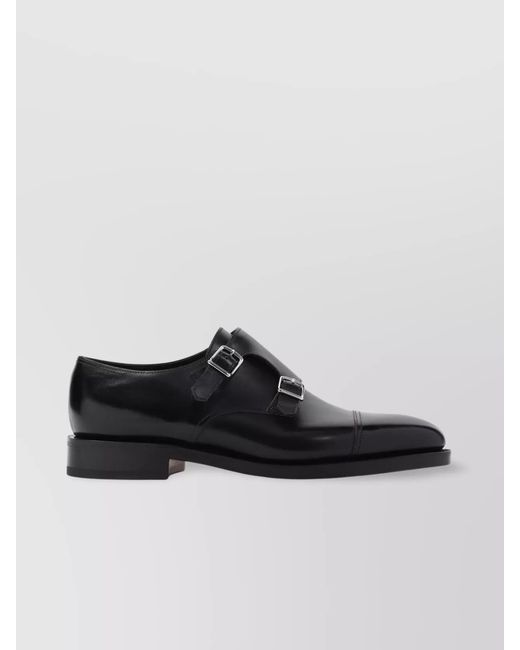 John Lobb Black Leather Double Monk Shoes for men