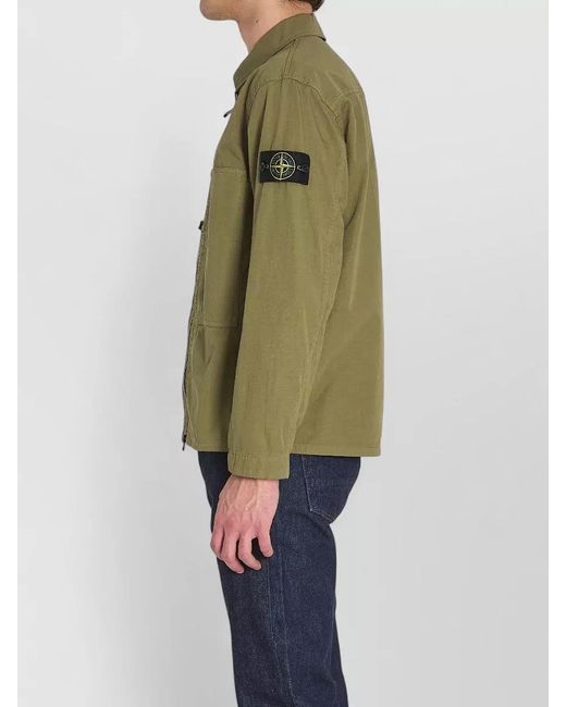 Stone Island Green Ripstop Cotton Overshirt Shirt Jacket for men