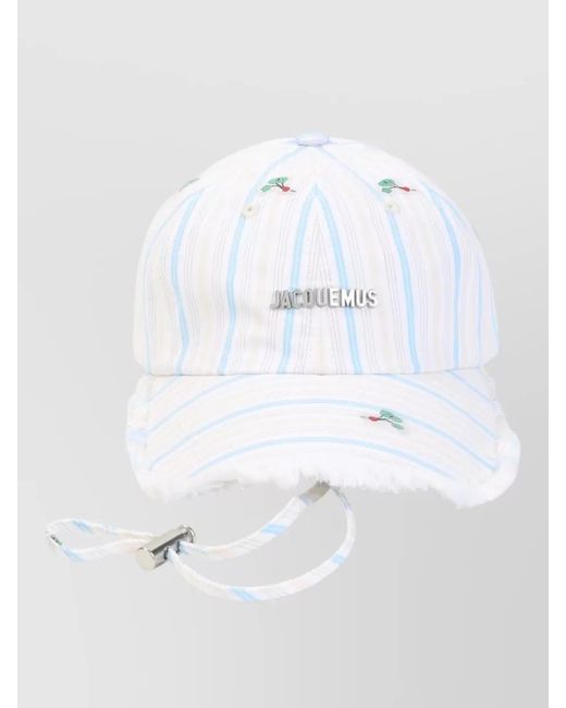 Jacquemus White The Artichaut Striped Visor Hat