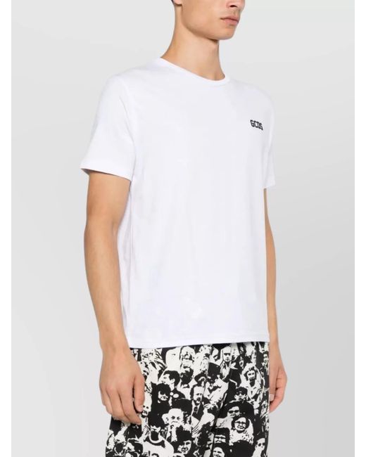 Gcds White Regular Fit Logo T-Shirt With Rubber Detail for men