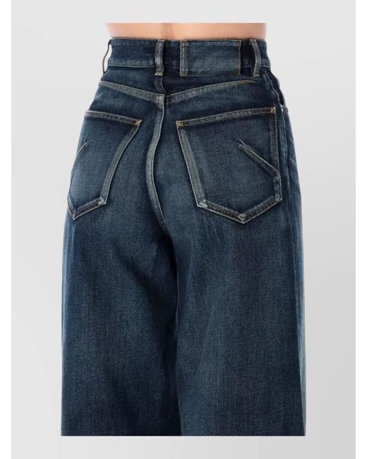 Alaïa Blue High Waist Denim Palazzo Five Pocket Trousers