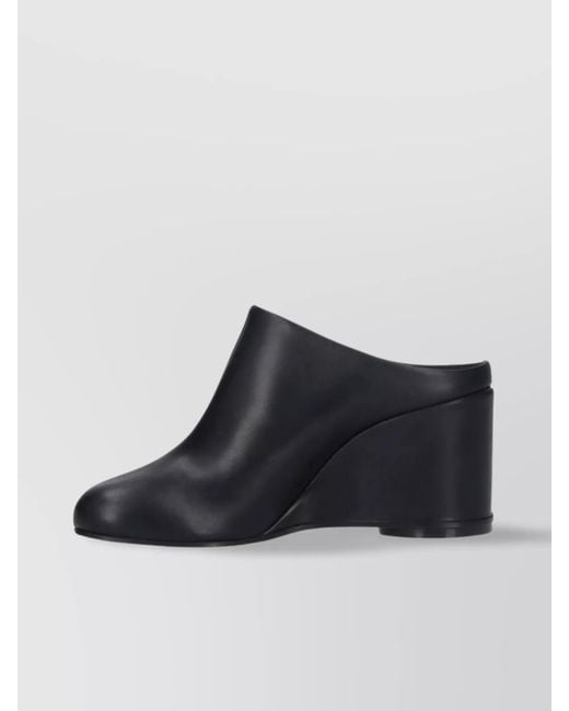 MM6 by Maison Margiela Blue Wedge Heel Closed Toe Seam Detail Mules