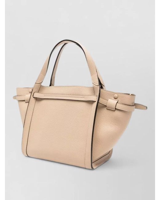 Tod's Natural Small Textured Leather Tote Bag Top Handle