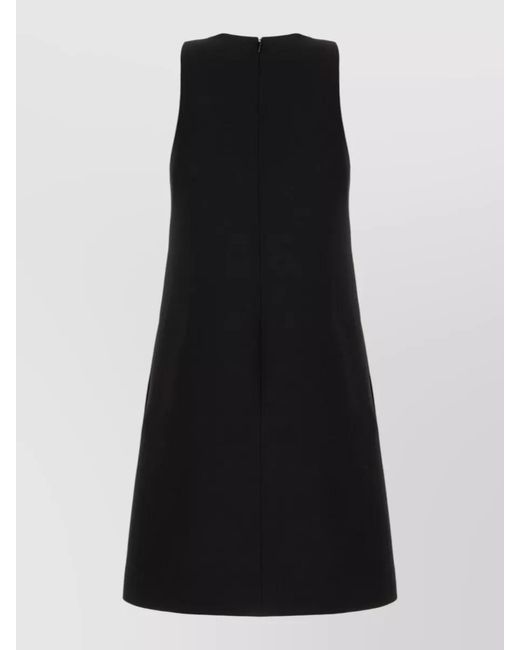 Valentino Garavani Black Wool Blend Dress Embellished Neckline Sleeveless