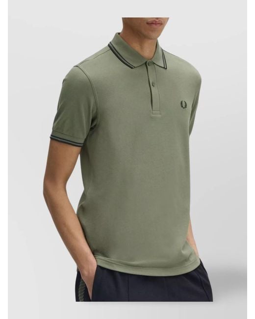 Fred Perry Green Cotton Polo Shirt for men