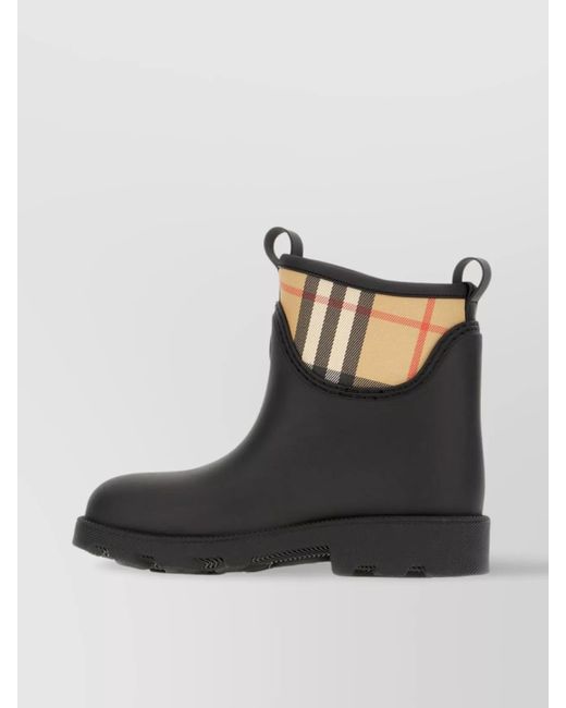 Burberry Black Rubber Check Ankle Boots