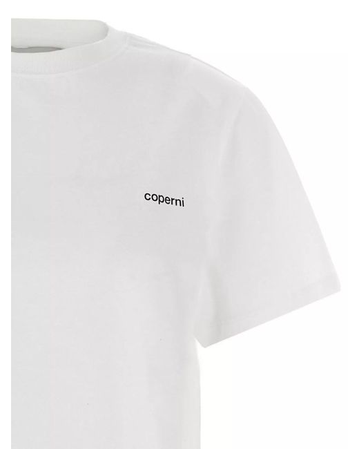Coperni White Organic Cotton Logo-Print Ribbed Crew-Neck Short-Sleeve T-Shirt