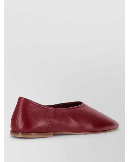 LA ROSE Red Leather Loafer Babu Shoes Flat Sole