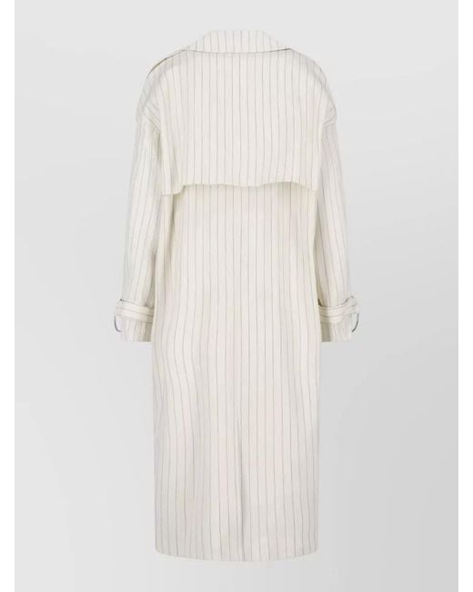 Dondup Natural Casual Striped Coat Belted Waist Pockets
