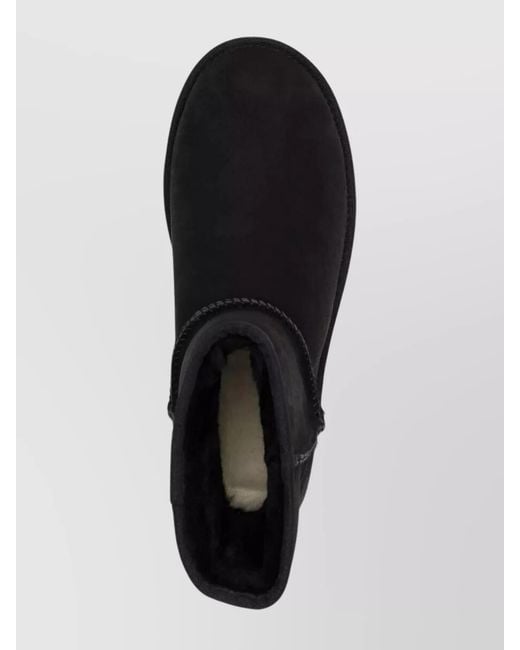 Ugg Black Shearling-Lined Suede Ankle Boots Classic Mini