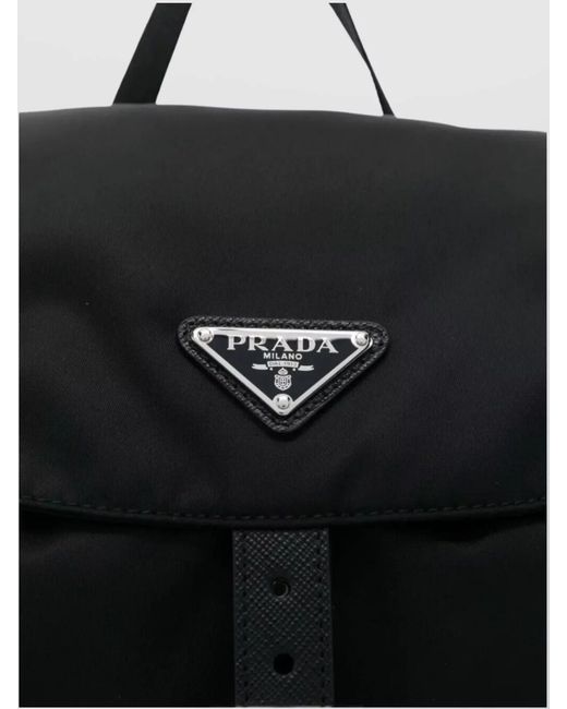 Prada Black Medium Nylon Backpack And Pouch Set