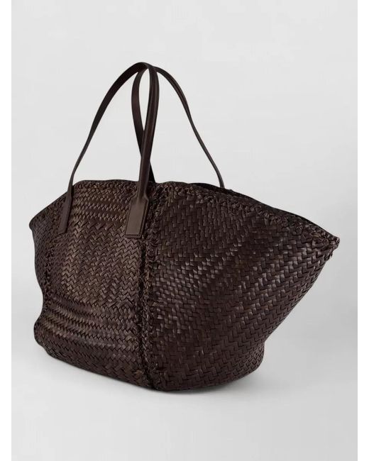 Dragon Diffusion Brown Woven Tote Bag Dual Top Handles