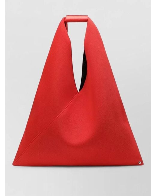 MM6 by Maison Margiela Red Tote Bag Eyelet Detail Top Handle Triangle