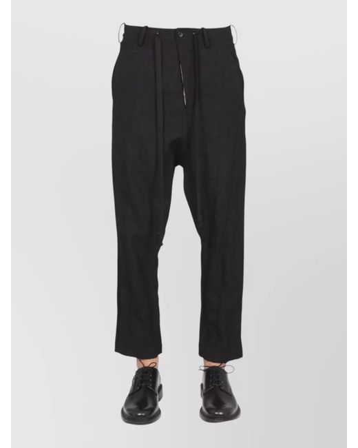 Uma Wang Black Cropped Pants Belt Loops Side And Back Pockets for men