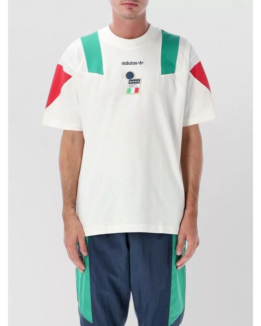 Adidas Originals White Cotton Color-Block Relaxed-Fit T-Shirt for men