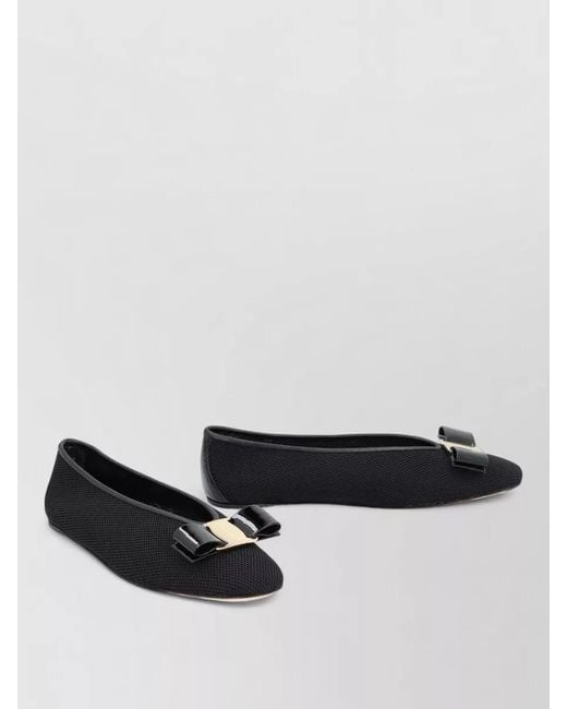 Ferragamo Multicolor Ballerina Shoes Mesh Bow Patent Trim
